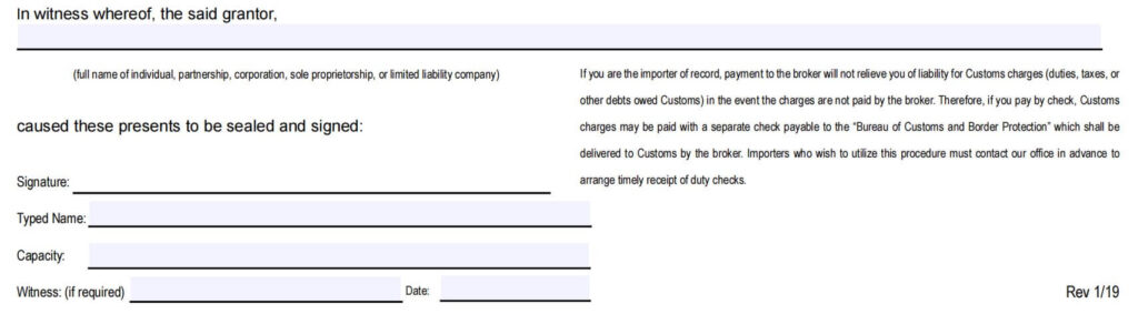 POA form in shipping