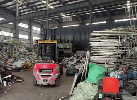 decrepit warehouse of scrap copper