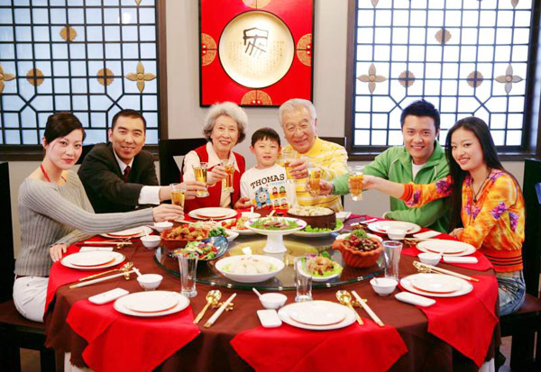 Family Celebrating Chinese New Year