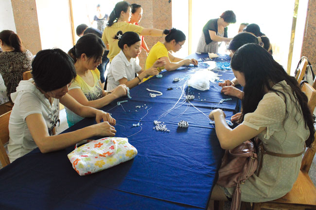 people who are doing handwork in countryside