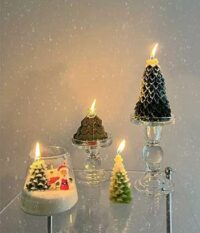 Snowy Christmas tree candle