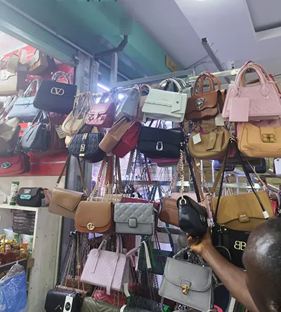 A store selling bags in an African wholesale market
