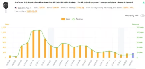 Amazon sales data for pickleball paddle