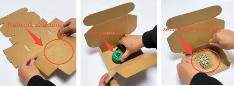 carton box with built-in network structure to fix products