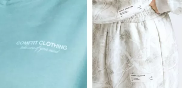 Comfrt tags and prints with positive wprds