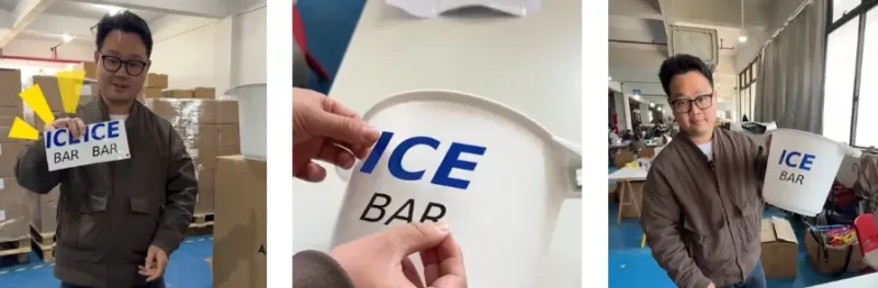 customize the bucket with UV sticker