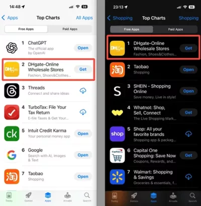 DHgate shot to No.2 on the App Store