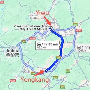 Distance from Jingsourcing to Yongkang