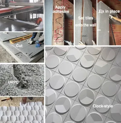 fiber cement tiles and UHPC 3D cement tiles