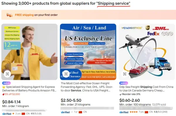 finding freight forwarders on Alibaba