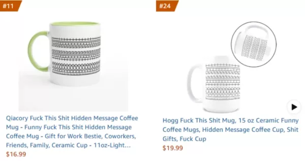 hidden message mug on Amazon