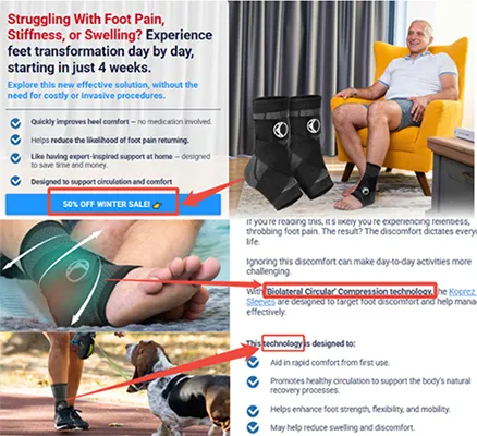 Koprez's second landing page uses technology to convince consumers to buy