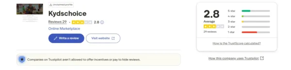 kydschoice Trustpilot brand reviews