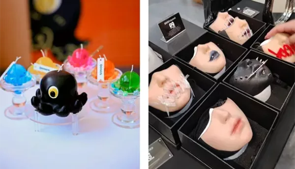 low-temperature wax candles and designed doll parts