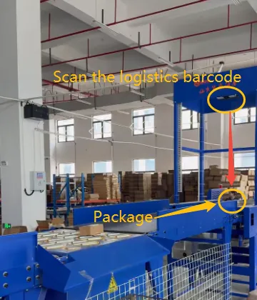 machine automatically scan the logistics barcode of packages