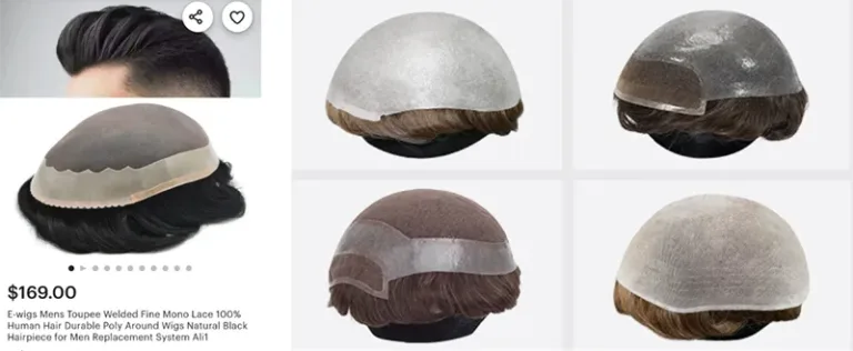 Men's wigs priced between $150 and $20