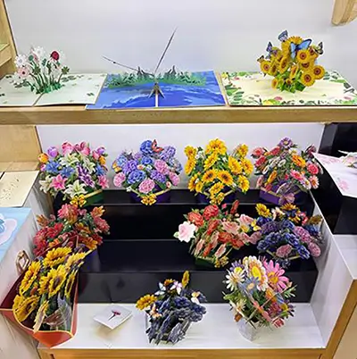pop-up flower bouquet greeting card in yiwu market