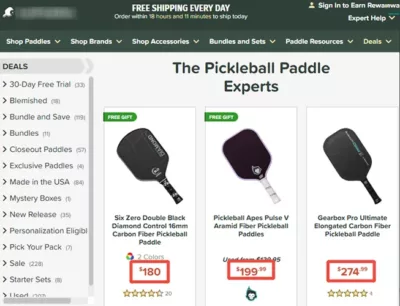 Price of competing pickleball paddles