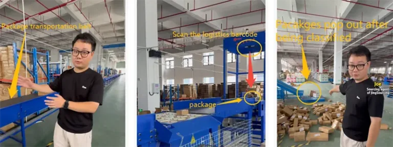 sourcing agent Joe at the automatic scanning and sorting line