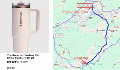 Stanley supplier's distance from Jingsourcing, Yiwu