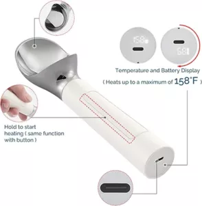 The newly upgraded heated ice cream spoon
