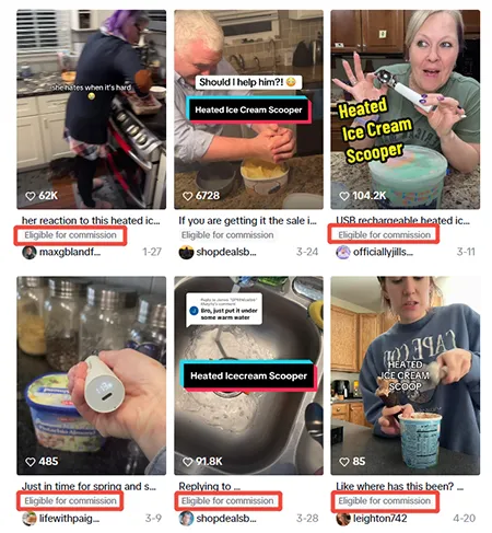 TikTok traffic of the heated ice cream scoop