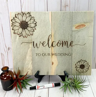 wedding wood-burned sign