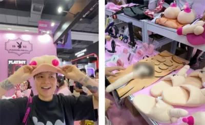 weird hat was at the adult products exhibition